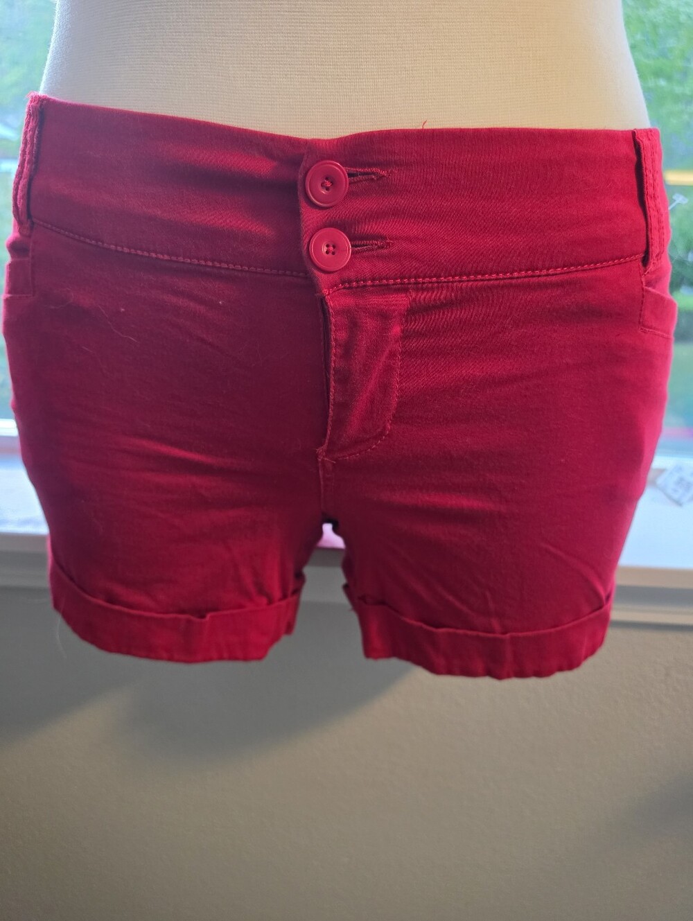 torrid Bright Red High-Waist Roll Cuff Shorts